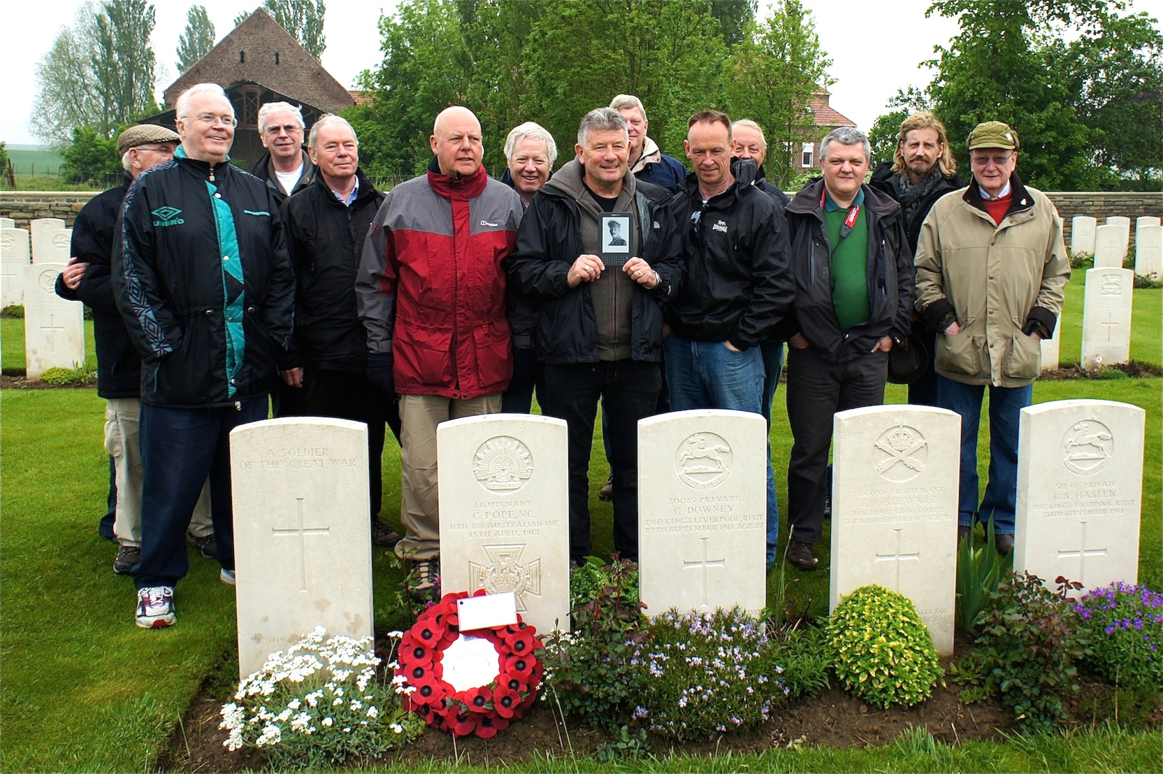Hampstead Pals at the grave of Charles Pope VC
