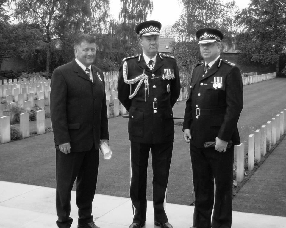 Commisioner Sir John Stevens with DAC John Grieve and Jon Nicholls at the Arras Memorial 2002